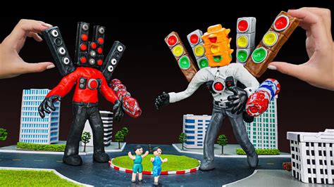 五頭電視人|五頭電視人和泰坦紅綠燈人 Mecha traffic light man & Big TV man